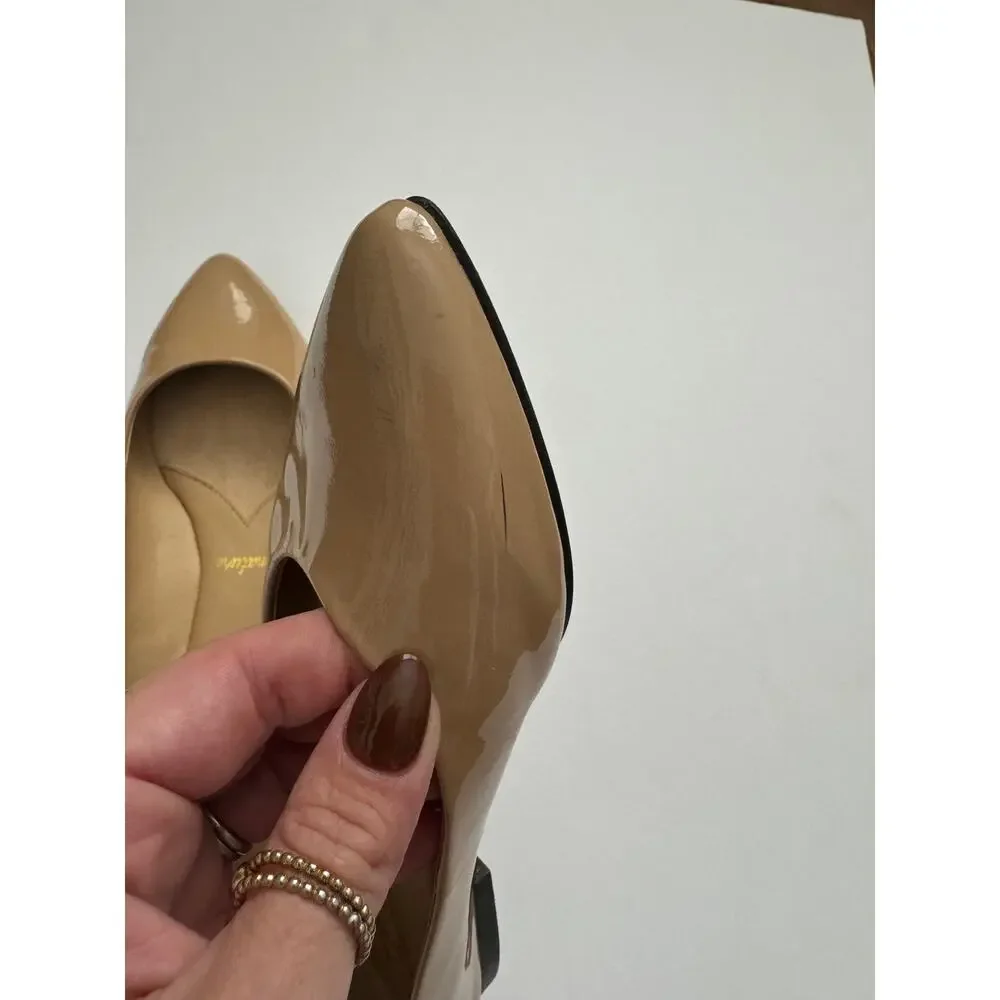 TROTTERS Womens Beige Estee Pointed Toe Patent Leather Flat‎ size 7